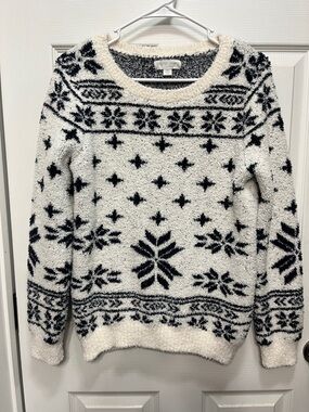 Barefoot Dreams Navy & White Fair Isle Scoop Neck Sweater